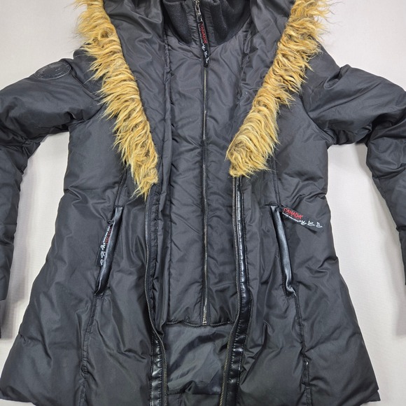 Canada Weather Gear Super Triple Goose Puffer Winter Jacket Fur Hood Black S P - Picture 7 of 12